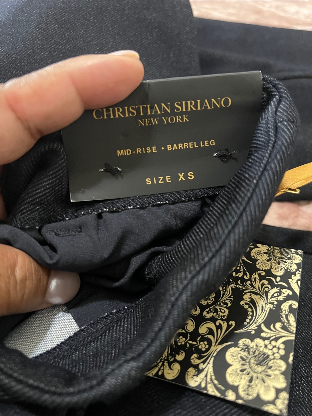 Christian Siriano Dark Navy•mid-rise •barrel Leg Trousers - Picture 4 of 5
